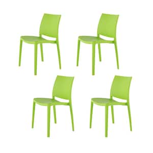 Sensilla Green Stackable Resin Outdoor Dining Chair (4-Pack)