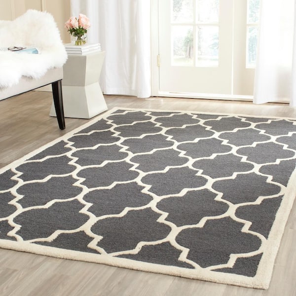 Cambridge Dark Gray/Ivory 10 ft. x 10 ft. Square Geometric Area Rug