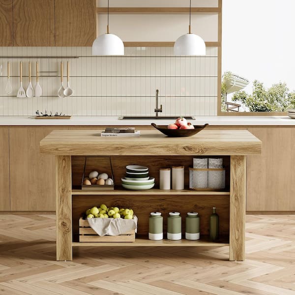 TRIBESIGNS WAY TO ORIGIN Halseey Light Brown Wood 55 in. Kitchen