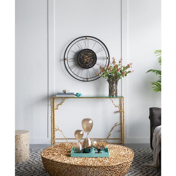 31.5 x 3 x 31.5 in Large Gear Clock with Roman Numerals and Thin