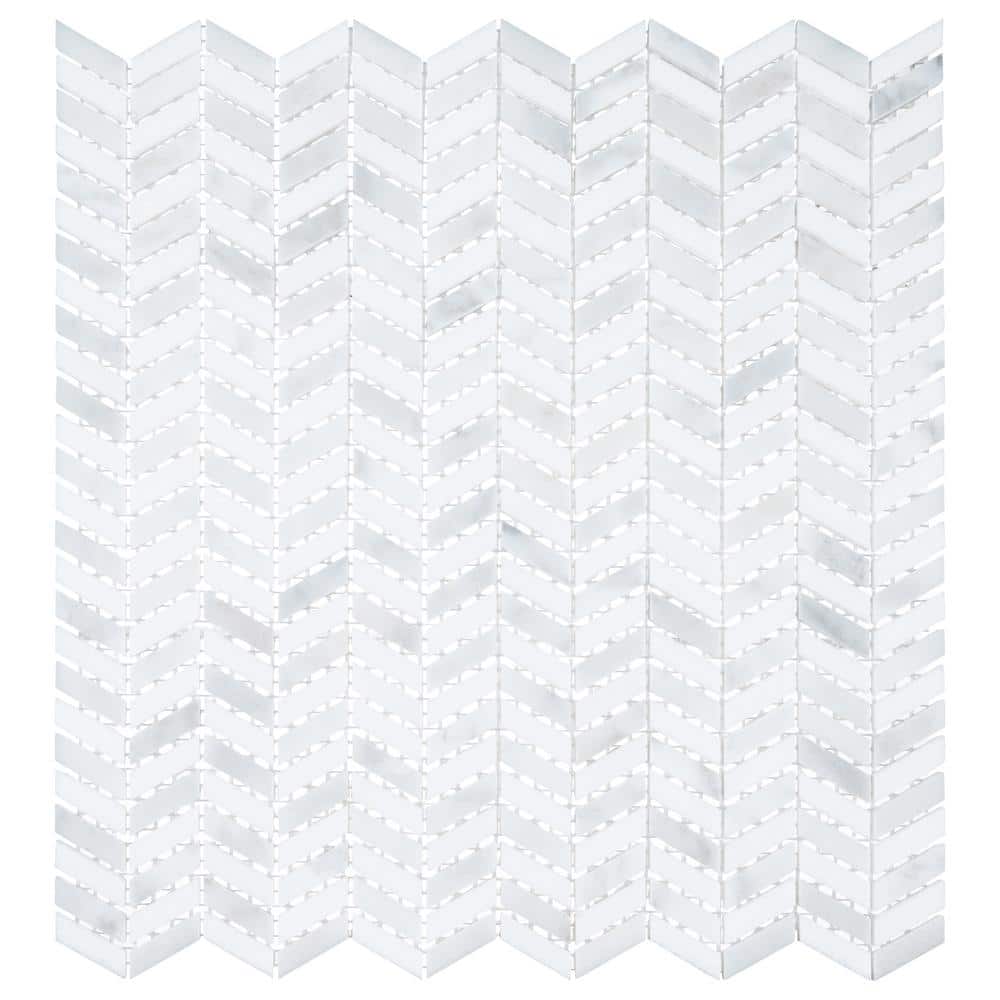 Rhythm Tecno 5/16 in. x 1 in. Herringbone Pattern Matte Marble Natural Ston