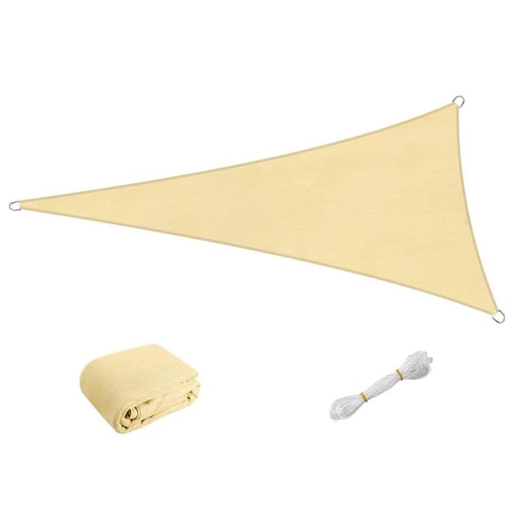 16 ft. x 16 ft. x 16 ft. Outdoor Sun Shade Sails Sun Protection UV Block Shade with Ropes for Backyard, Deck and Lawn