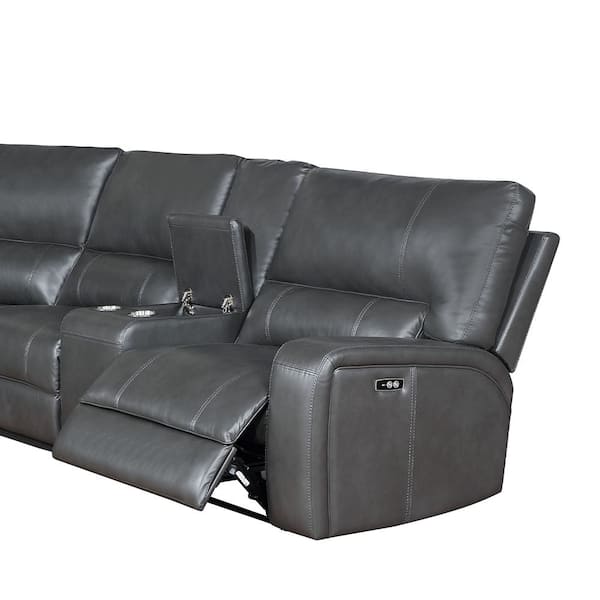 Acme Furniture Saul 117 in Pillow Top Arm 1 piece Leather L-Shaped