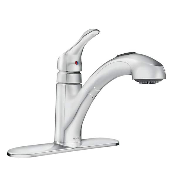 Renzo Chrome 9 in. H Pull Out Sprayer Kitchen Faucet with 360° Spout Swivel