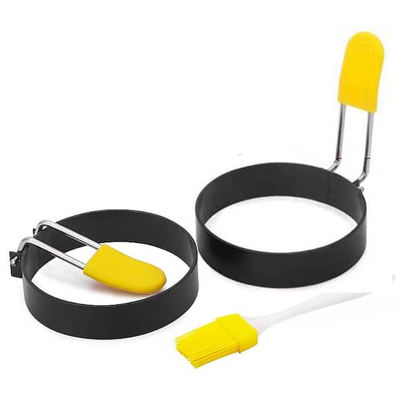 2 Pack Nonstick Stainless Steel Round Egg Rings for Frying Eggs and English Muffins, Pan with Lid Compatible