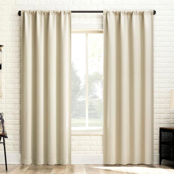 Sun Zero Bergen Theater Grade Cream Polyester 40 in. W x 84 in. L Rod Pocket 100% Blackout Curtain (Single Panel)