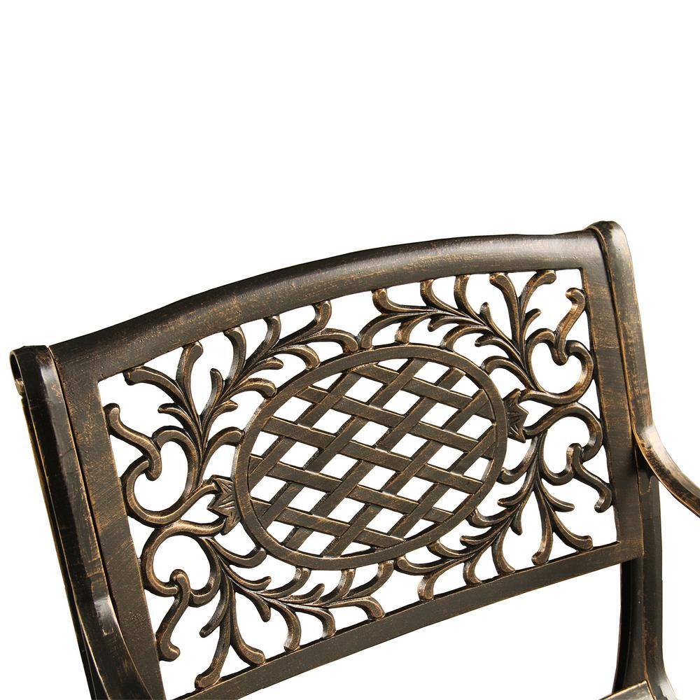 Bronze Aluminum 7-Piece Round Outdoor Dining Set with Lazy Susan