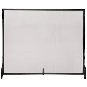 Black Wrought Iron 41 in. W Single-Panel Heavy Guage Sparkguard Fireplace Screen