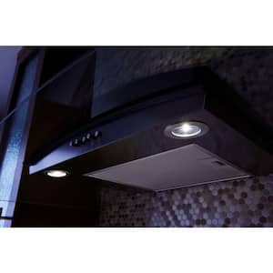 30 in. Concave Glass Wall Mount Range Hood in Fingerprint Resistant Black Stainless