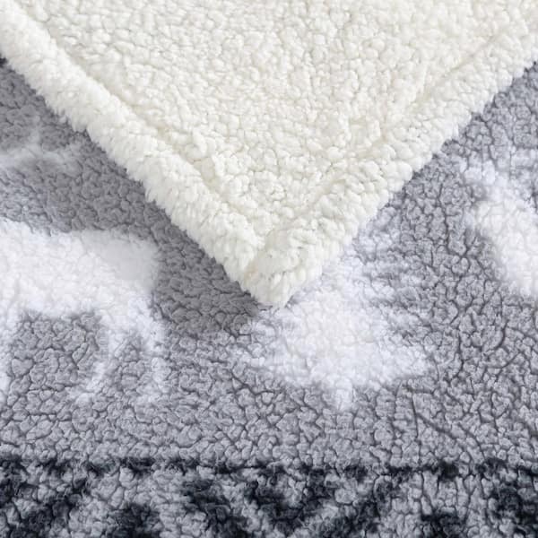 Better Homes & Gardens Sherpa Throw Blanket, 50 x 60, Grey Fairisle 