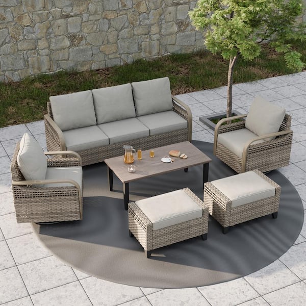 EAGLE PEAK 6-Piece Wicker Outdoor Patio Conversation Set