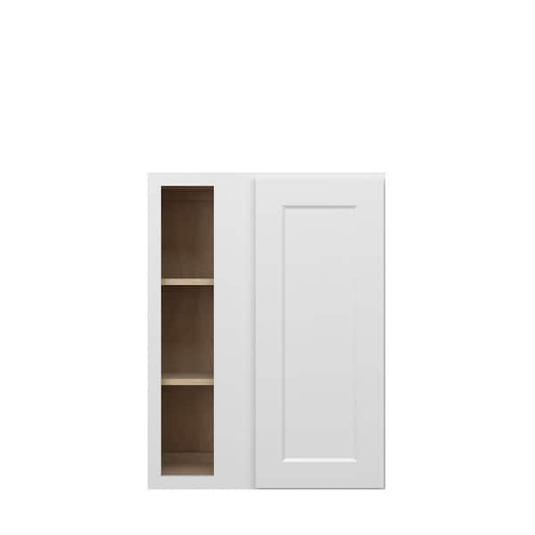 Kunal Kitchens Norfolk Shaker 27 in. W x 36 in. H x 12 in. D in Painted White Plywood Assembled Corner Blind Wall Cabinet