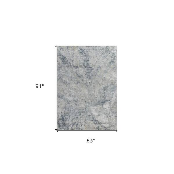 5 ft. x 8 ft. Blue And Gray Abstract Area Rug
