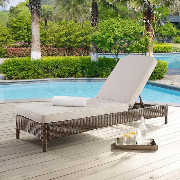 Crosley Palm Harbor Wicker Outdoor Chaise Lounge With Sand Cushions Ko70093br Sa The Home Depot Crosley Palm Harbor Wicker Outdoor, Crosley Palm Harbor Outdoor Wicker Chaise Lounge