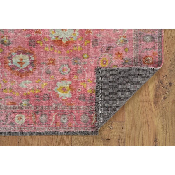 Lena Pink and Blue 8 ft. x 10 ft. Transitional Woven Oriental Polyester Rectangle Indoor Area Rug