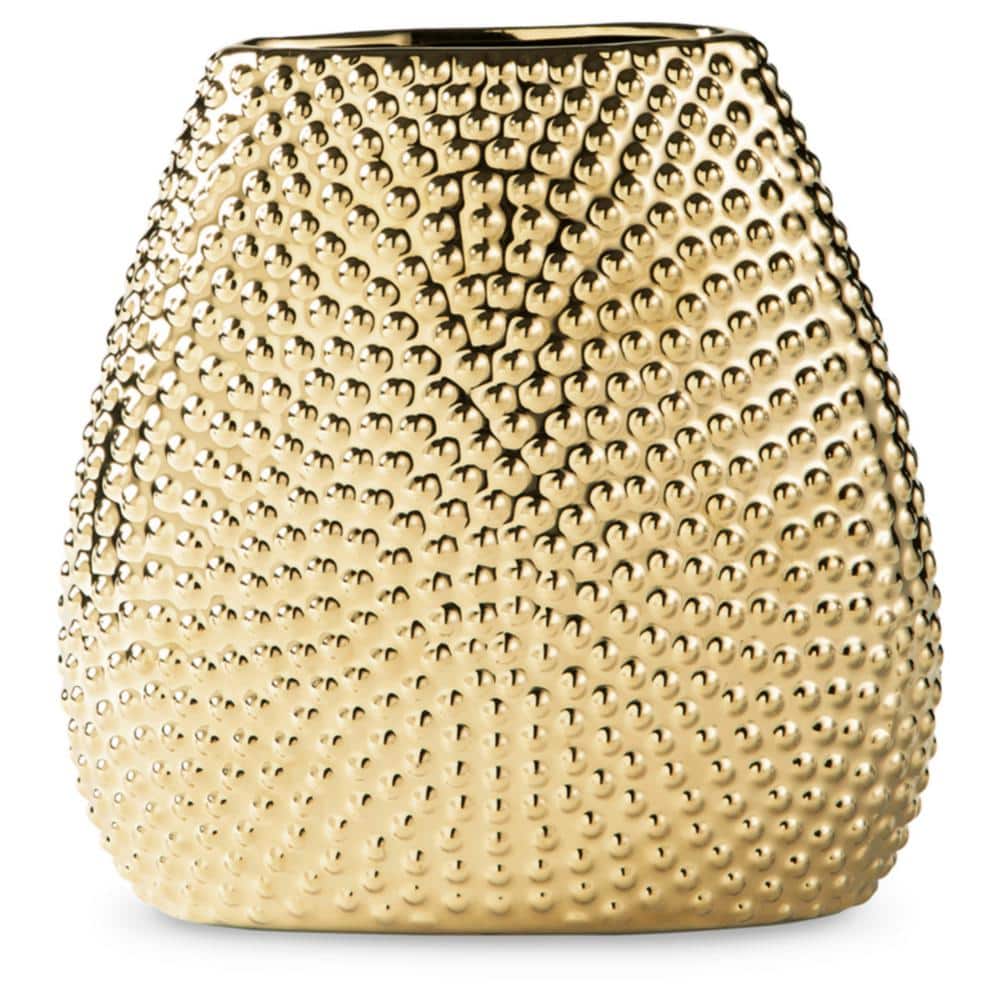 Elegant Goldtone Ceramic Bouquet Vase 8"x8"