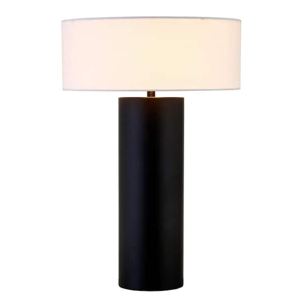 Meyer&Cross Wells 24.25 in. Blackened Bronze Table Lamp with Fabric Shade