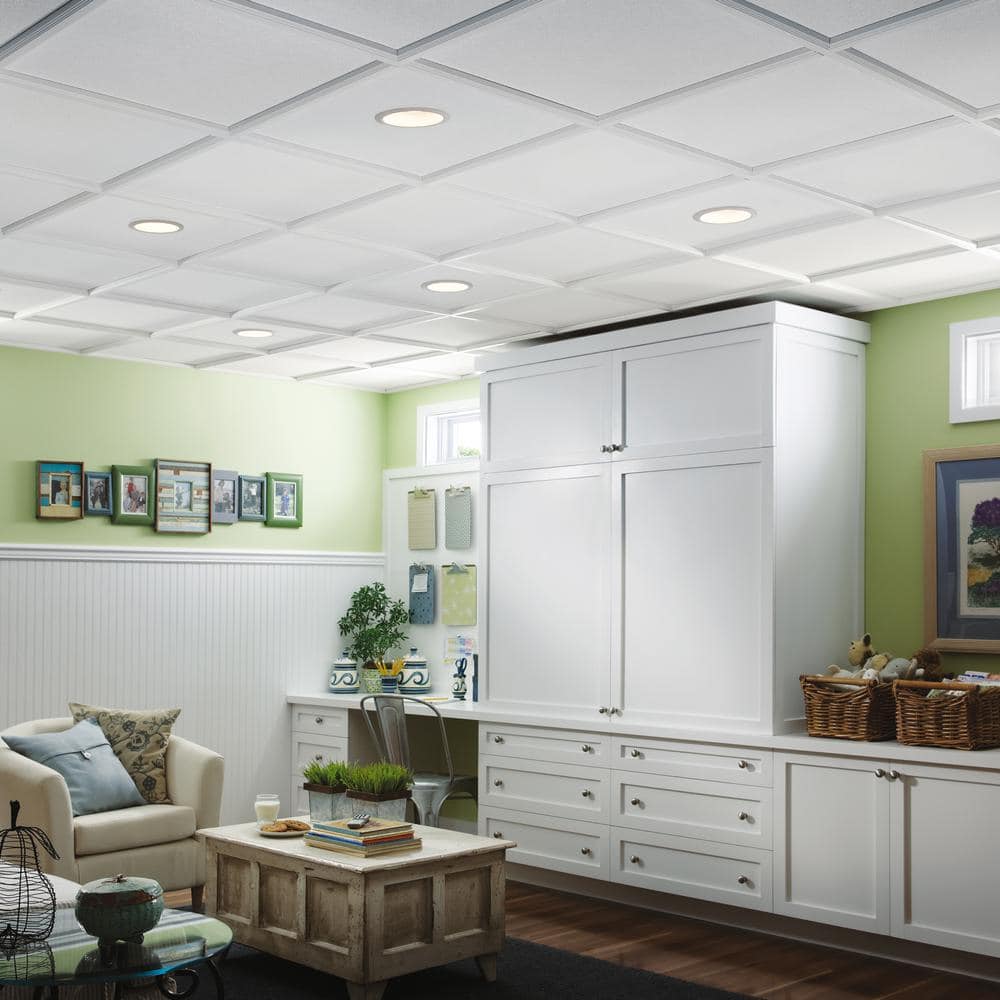 Sahara White Mineral Fiber Drop Ceiling Tile Set