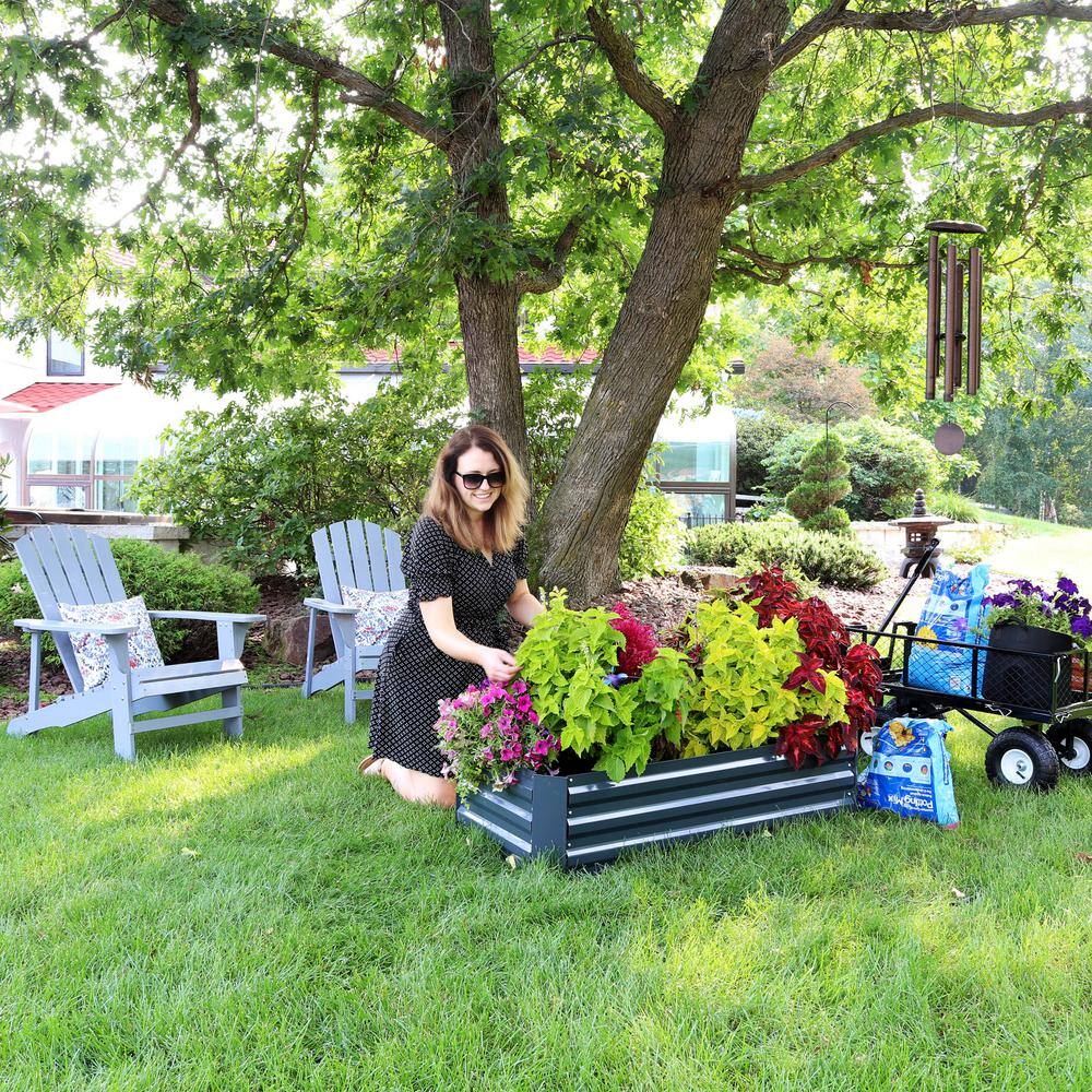 Rust-Resistant Dark Gray Galvanized Steel 48" Raised Garden Bed