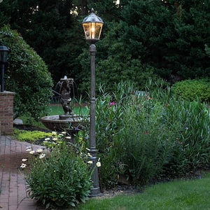 Royal Bulb Series 1-Light Weathered Bronze Outdoor Weather Resistance Integrated LED Solar Lamp Post Light Set