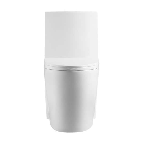 tunuo Comfort Height 1-Piece 1.1/1.6 GPF Dual Flush Elongated Toilet in. White, Seat Included, Gloss White