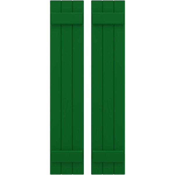Ekena Millwork 10-1/2 in. W x 53 in. H Americraft 3 Board Exterior Real Wood Joined Board and Batten Shutters Viridian Green