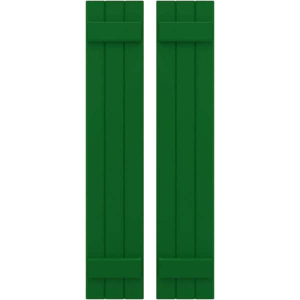 Ekena Millwork 10-1/2 in. W x 77 in. H Americraft 3-Board Exterior Real Wood Joined Board and Batten Shutters in Viridian Green