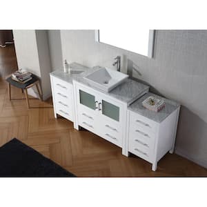 Dior 73 in. W Bath Vanity in White with Marble Vanity Top in White with Square Basin and Mirror