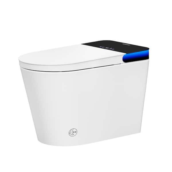 Elongated ADA Height Electric Bidet Toilet 1. 06 GPF in White with Auto Temp Adjust, Auto Lid/Flush for Family, Seniors