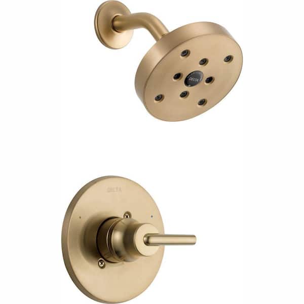 Delta Trinsic 1-Handle Wall Mount Shower Faucet Trim Kit in Champagne Bronze with H2Okinetic (Valve Not Included)