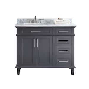 Newport 42 in. Single Bath Vanity in Charcoal with Marble Vanity Top in Carrara White with White Basin