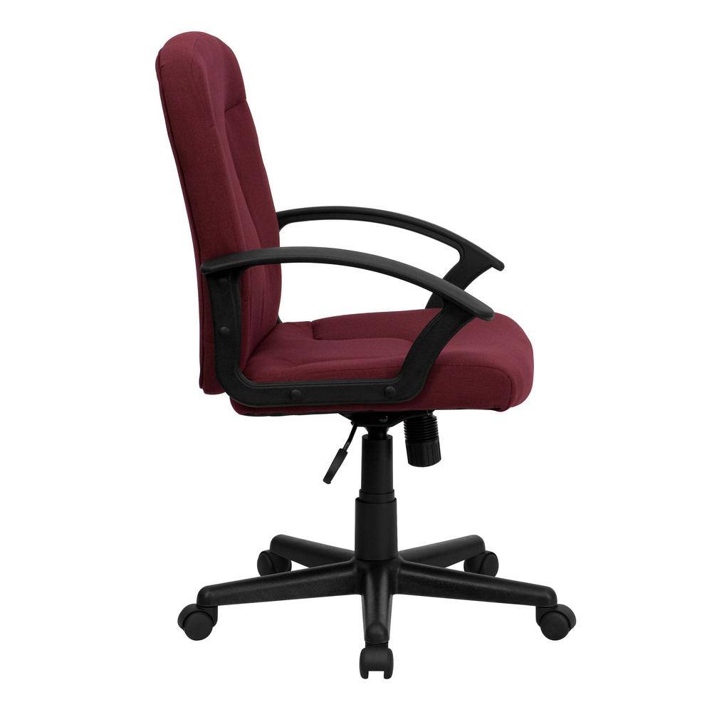Burgundy Fabric Swivel Task Chair with Fixed Nylon Arms