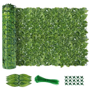 39 in. x 118 in. Green Artificial Faux Grass Hedges Panel Watermelon Leaves Privacy Screen UV Resistant 1-Piece