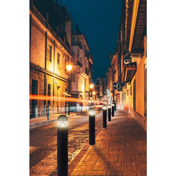 Round Line-Voltage Black LED Bollard Light Exterior Surface Mounted Aluminum 120-Volt-277-Volt 3000K 39.75 in. x 6.5 in.