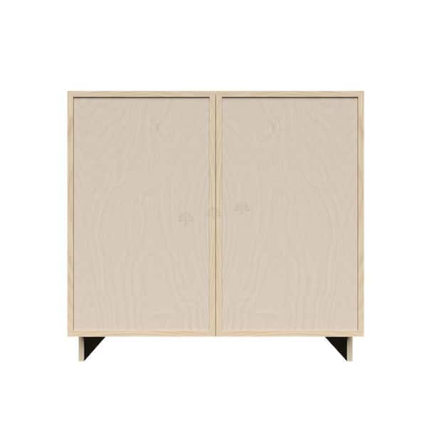 Slim Shaker 27 in. Full-Height Door Sink Base Bath Vanity Cabinet without Top in Natural Wood Assembled