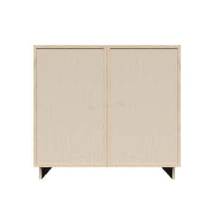 Slim Shaker 36 in. Full-Height Door Sink Base Bath Vanity Cabinet without Top in Natural Wood Assembled