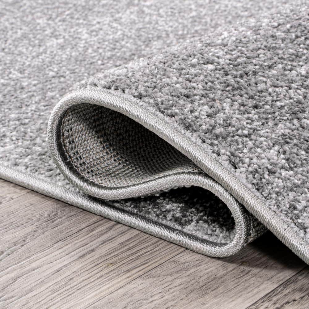 Gray Solid Synthetic 10' x 14' Reversible Area Rug