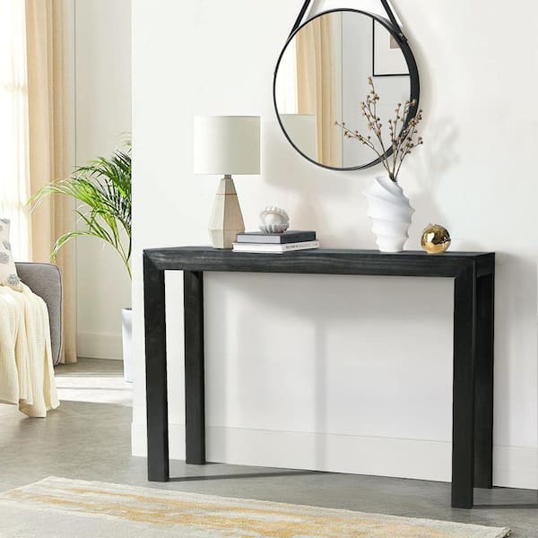 Karl home 46 in. Black Rectangle MDF Console Table