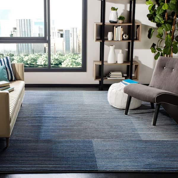 Galaxy 7 ft. x 9 ft. Blue/Navy Striped Area Rug