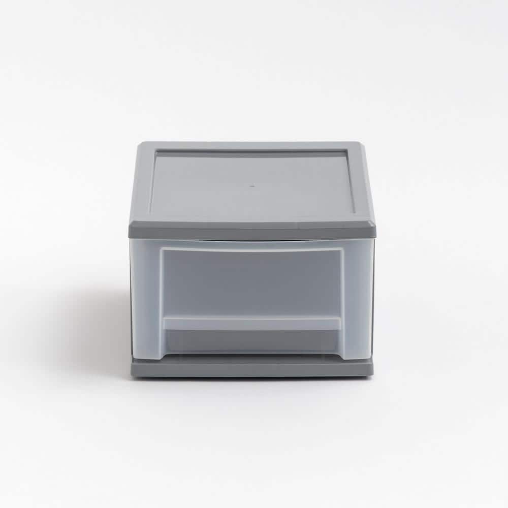 Gray Clear Stackable Plastic Storage Drawers, Set of 5