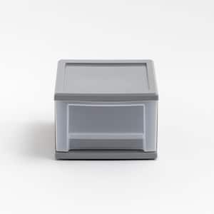 6.5 Qt. Stackable Drawer Storage Bin with a Built in Handle in Gray