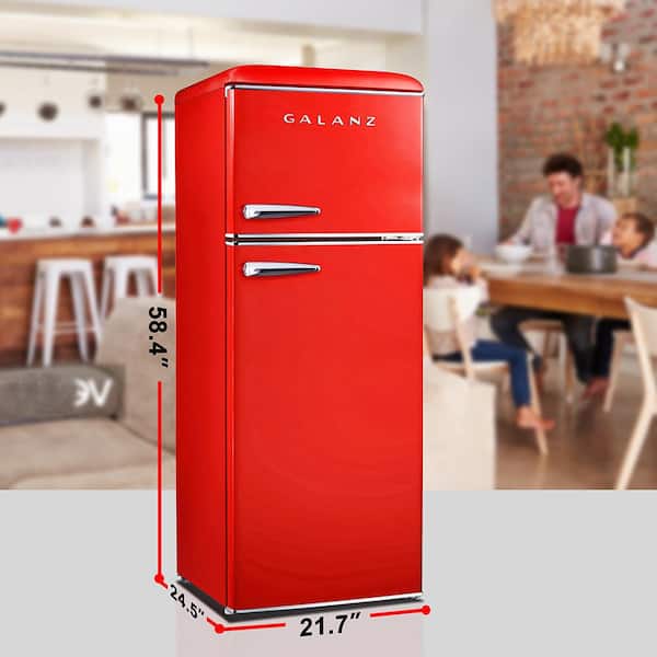 Galanz 7 6 Cu Ft Retro Mini Refrigerator With Dual Door And True Freezer In Red Bcd 215v 62h The Home Depot