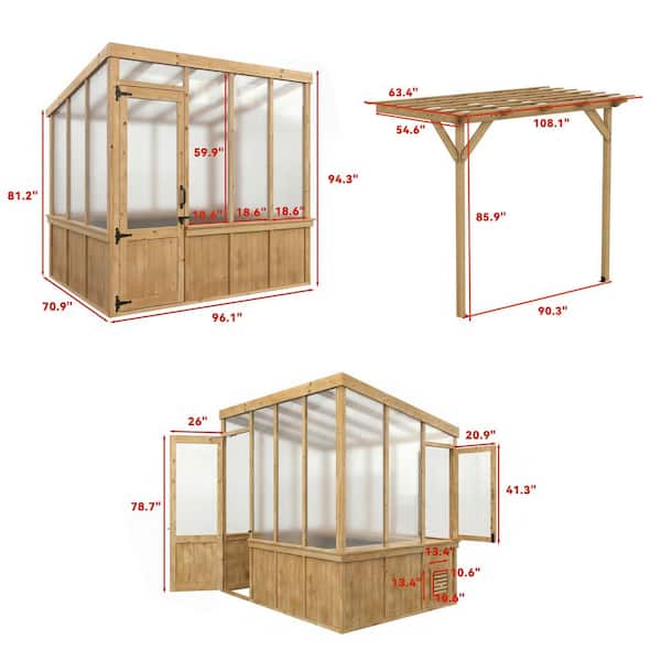 FUFU&GAGA 8 ft. W x 11.19 ft. D x 7.86 ft. H Natural Cedar Wood