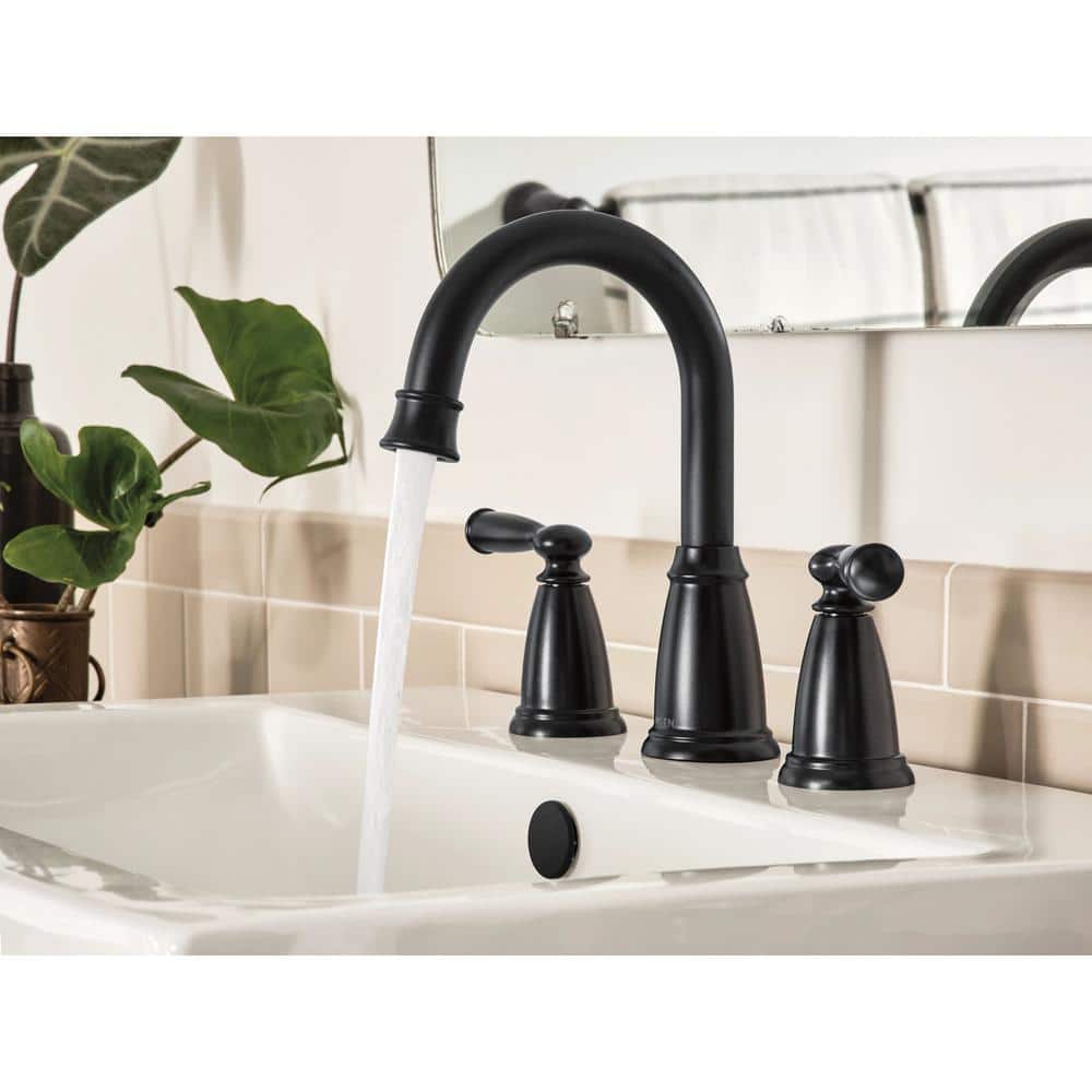 Matte Black Traditional Widespread Bathroom Sink Faucet
