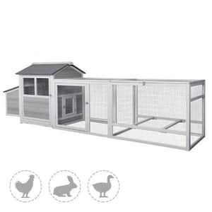 Wooden Chicken Coop Hen House with Doors for Ventilation Runs and Nesting Box in Gray