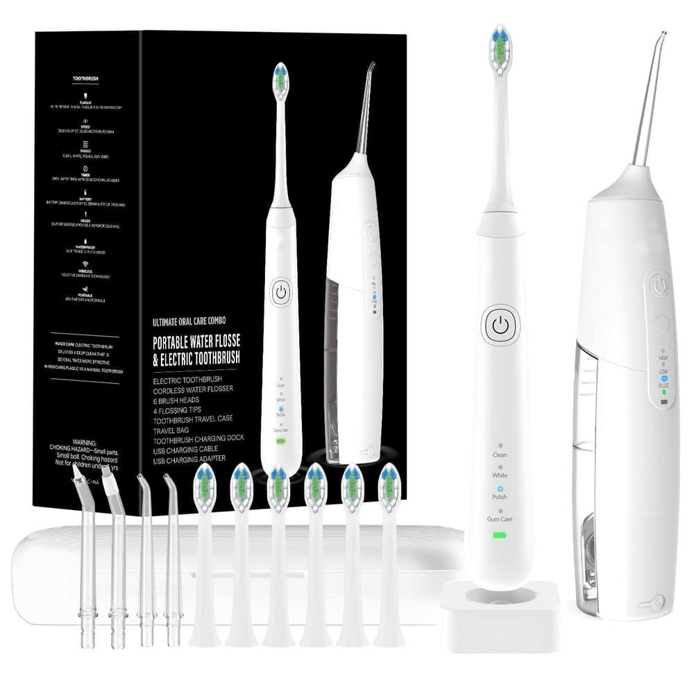 1-Piece Bathroom Accessory Set in White, 2-1 Oral Clean Kit, Water Dental Flosser and Electric Toothbrush Combo price history on PriceWatchPro