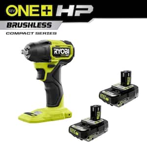 ONE+ HP 18V Brushless Cordless Compact 3/8 in. Impact Wrench with (2) 2.0 Ah HIGH PERFORMANCE Batteries