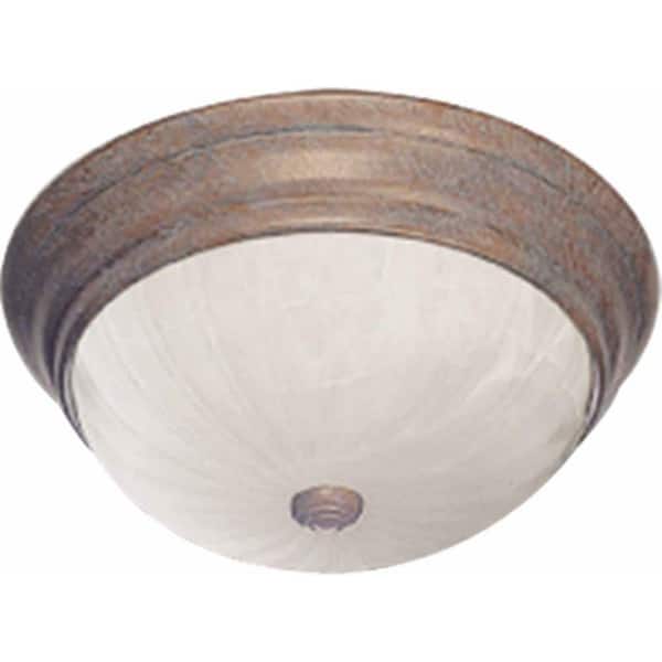Volume Lighting Marti 15 in. 3-Light Prairie Rock Indoor Flush Mount with Alabaster Glass