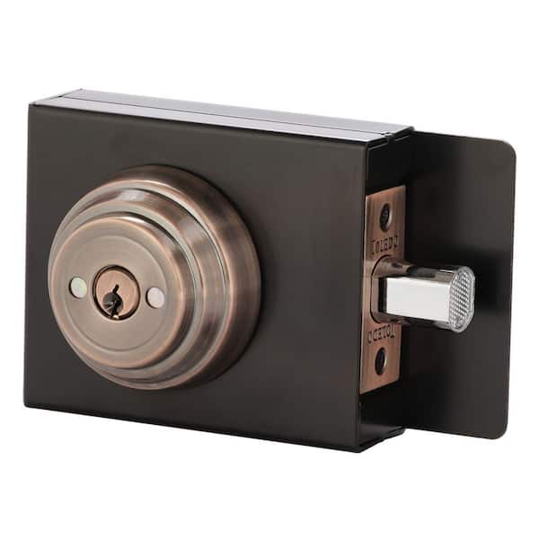 TOLEDO Antique Copper Double Cylinder Gate Deadbolt with Metal Box