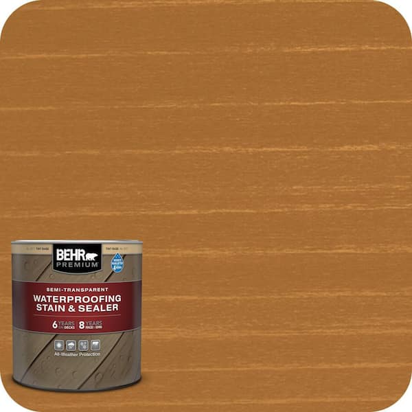 BEHR PREMIUM 1 qt. #ST-158 Golden Beige Semi-Transparent Waterproofing Exterior Wood Stain and Sealer